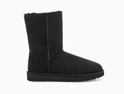 UGG Classic Short II Graphic Logo Womens Classic Boots Black - AU 871LS